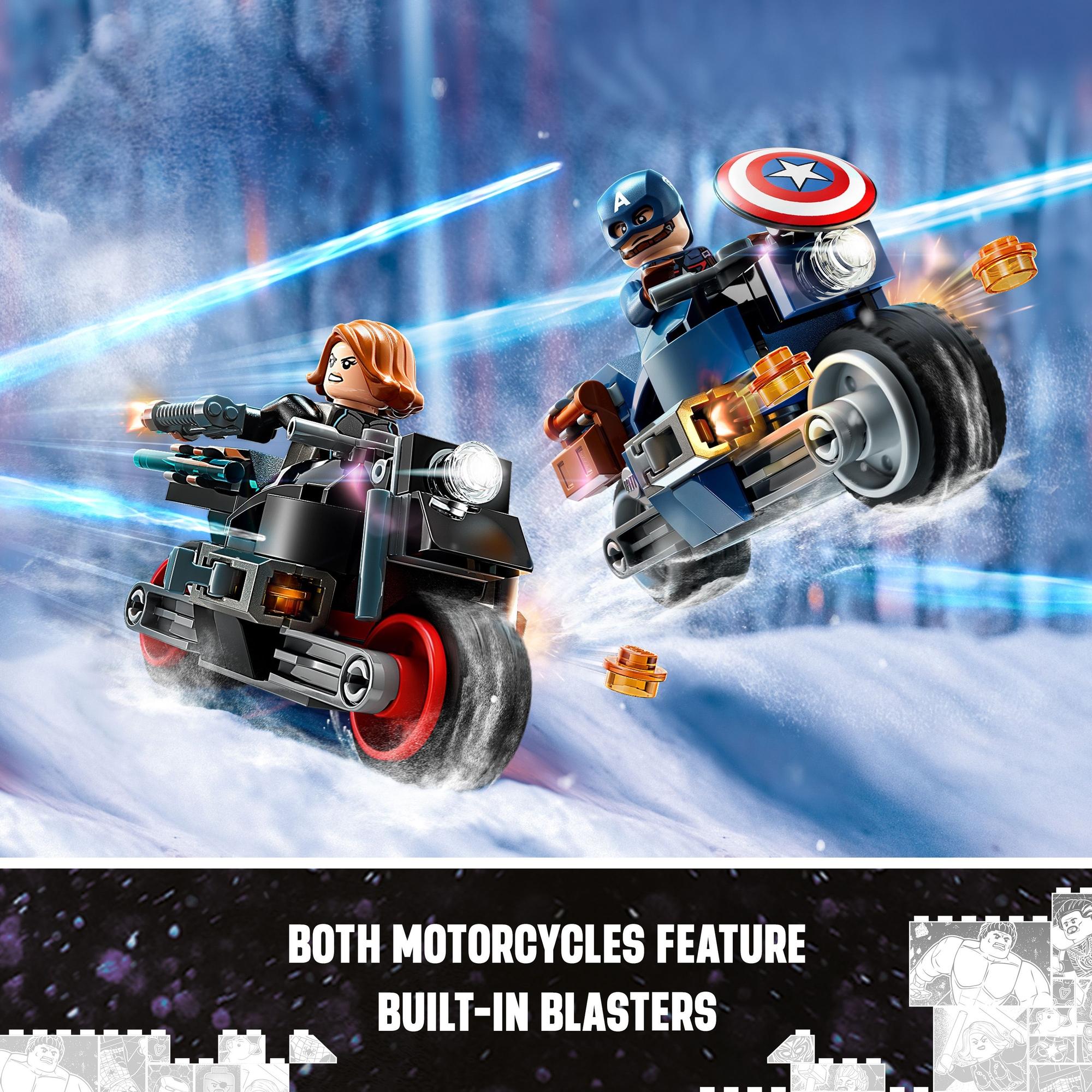 LEGO SUPERHEROES 76260 Đồ chơi lắp ráp Cuộc rượt đuổi Captain America &amp; Black Widow (130 chi tiết)