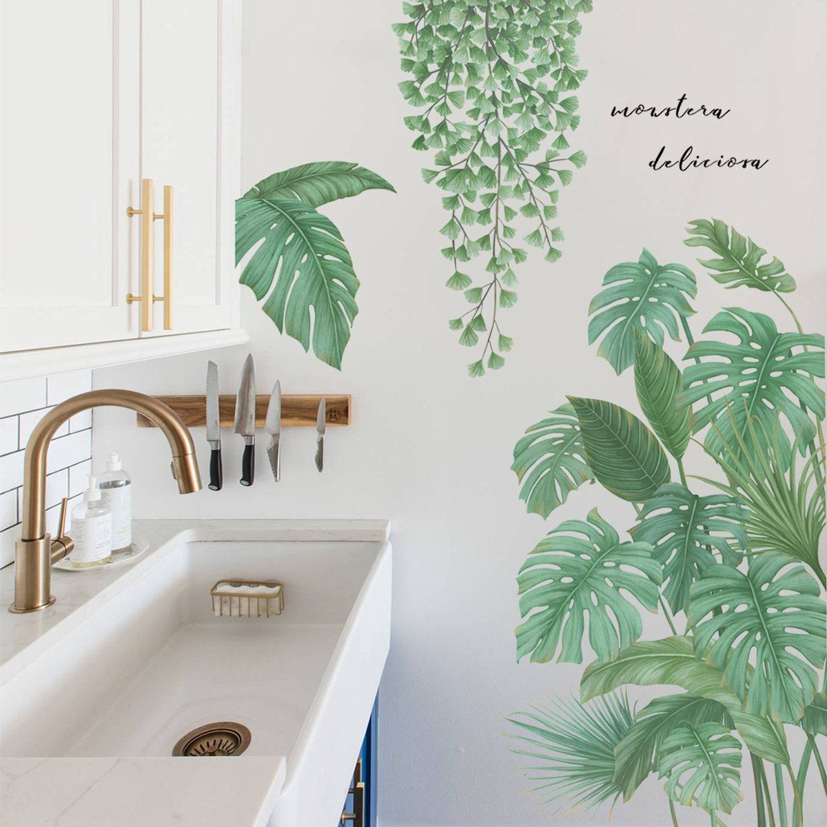 Decal dán tường lá cây nhiệt đới trang trí tươi mát