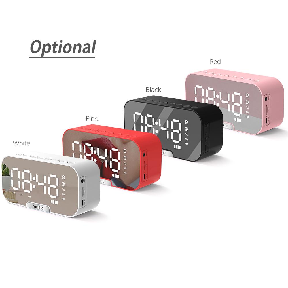 Đồng hồ báo thức mặt gương kỹ thuật số với loa bluetooth, đài FM, màn hình hiển thị nhiệt độ