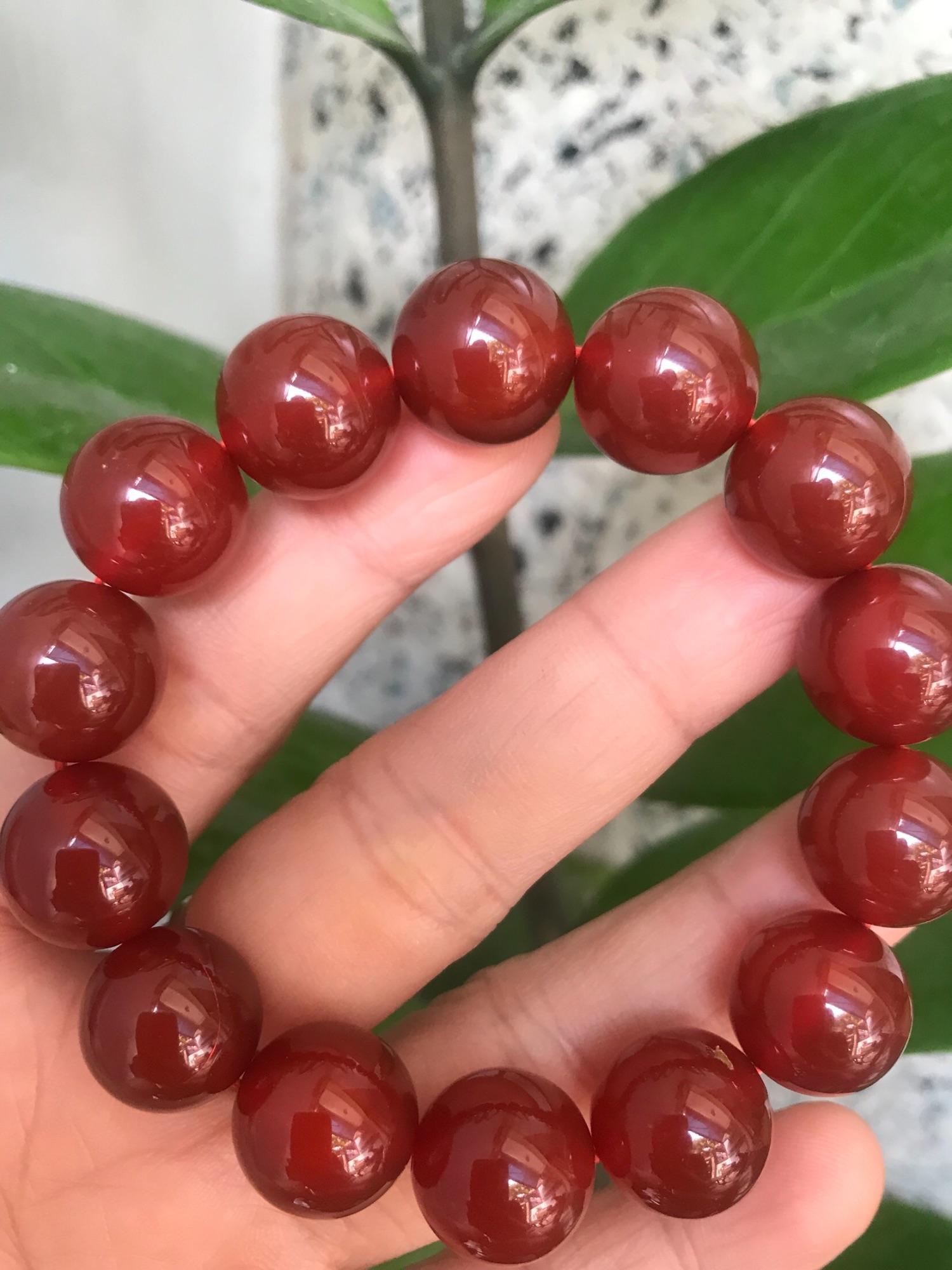 VÒNG TAY ĐÁ MÃ NÃO ĐỎ ĐẸP 14MM NAM MẠNG HOẢ MẠNG THỔ - S1