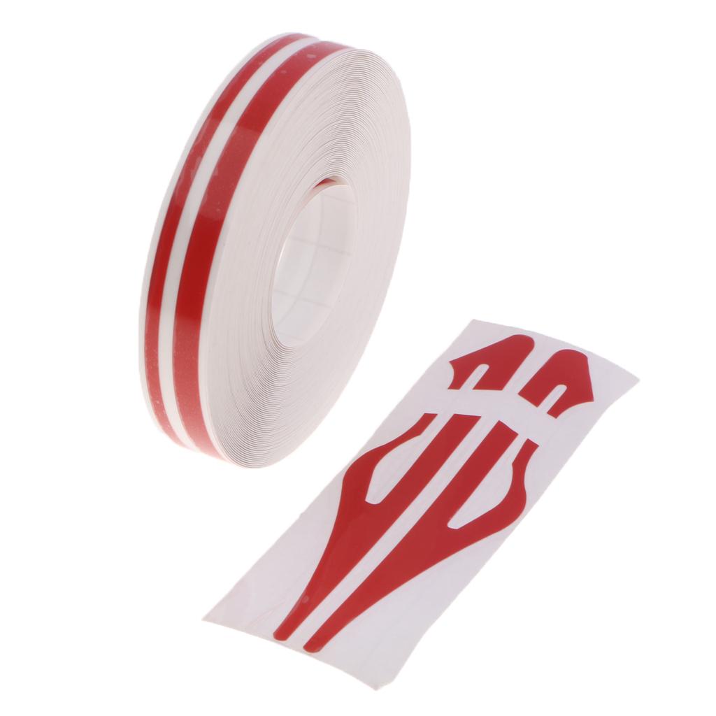 2x Brooches Stripe Tape Vinyl Decal Car Sticker Steamline Dual Line Red