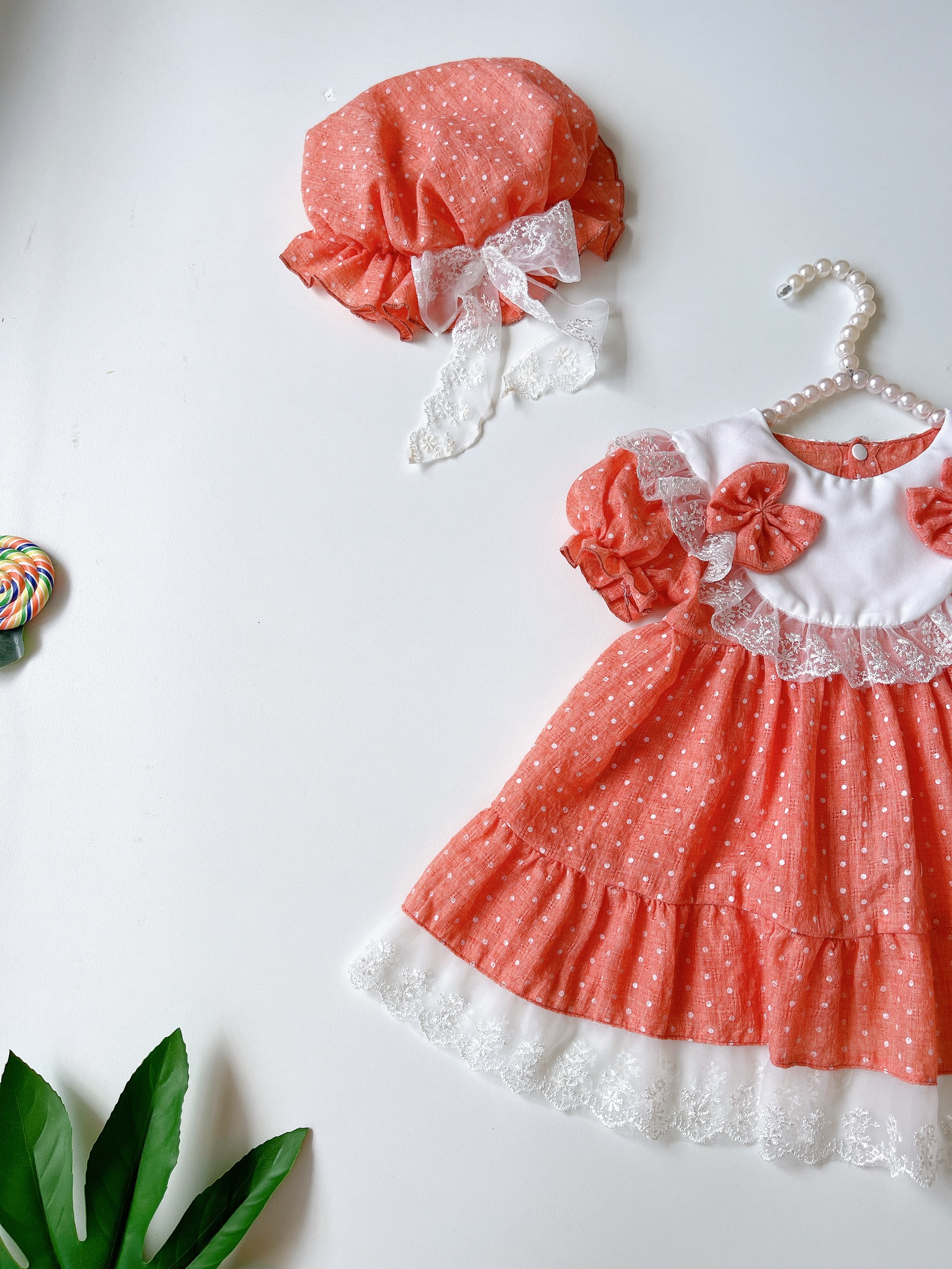 Váy Lolita Xanh Cốm 3 món cho bé sơ sinh -&gt; 15kg