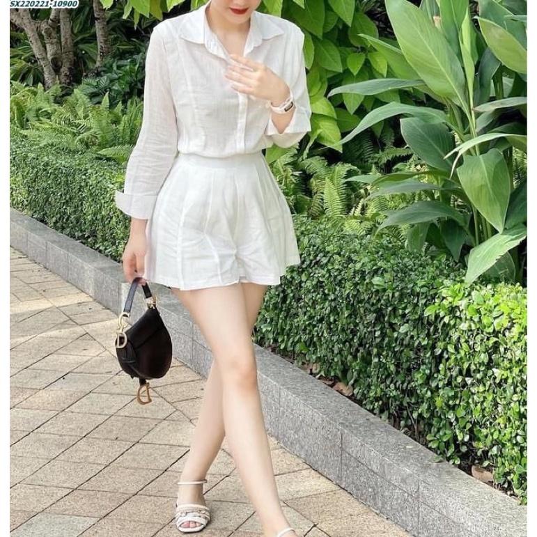 Set sơ mi đũi trắng - mùa hè đi biển