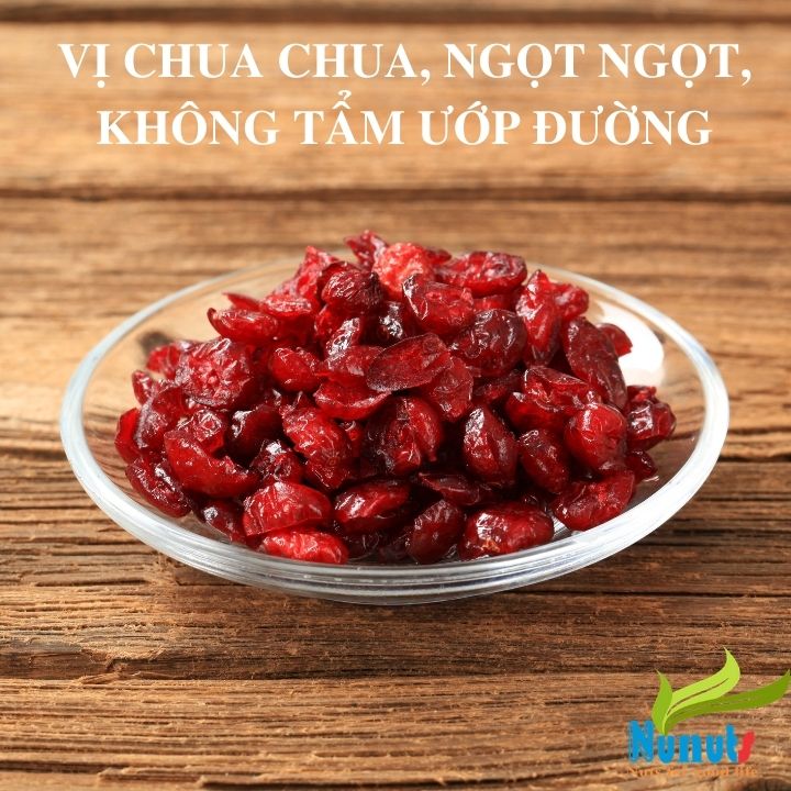 Nam việt quất sấy khô 100% tự nhiên ( gói 100g), vị chua chua ngọt ngọt, không tẩm ướp đường, ăn cực ngon Nunuts.