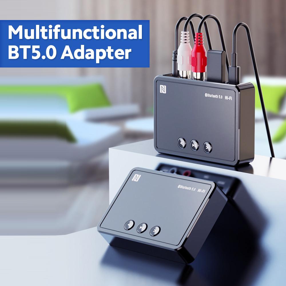 M10 BT5.0 Adapter Multifunctional BT Audio Receiver 15m Transmission Support NFC Connection with USB RCA AUX Ports