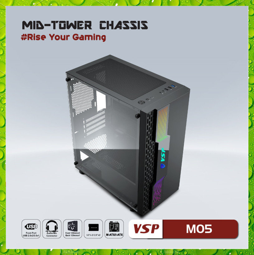 Vỏ Case Máy Tính VSP M05 LED RGB (Chuẩn mATX) - Hàng Chính Hãng