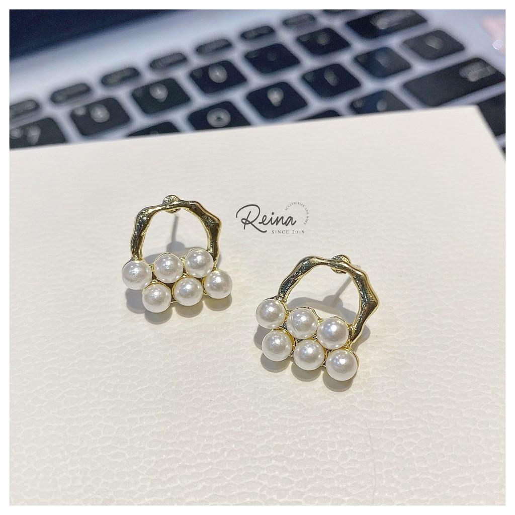 Khuyên tai nữ Baroque phOng cách Hàn Quốc bạc S925 Reina đính hạt cao cấp nữ tính