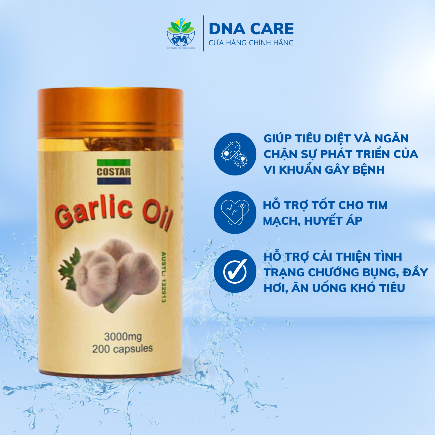 Viên uống bổ phổi tinh dầu tỏi Garlic Oil Costar hộp 60 /200 viên