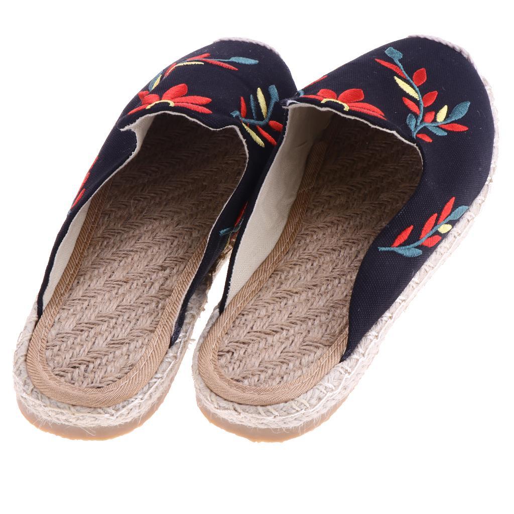 Lady Womens Flat Espadrilles Mule Slipper Shoes Espadrille Slide Slippers Causal Slipper