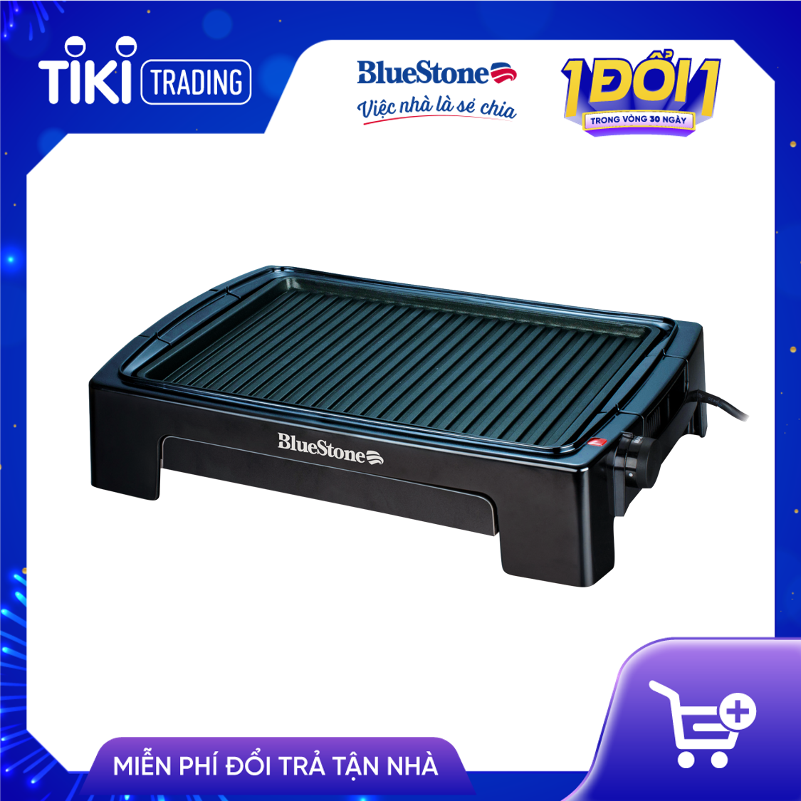 Vỉ Nướng Điện Ceramic BLUESTONE EGB-7418 1500W - Hàng chính hãng