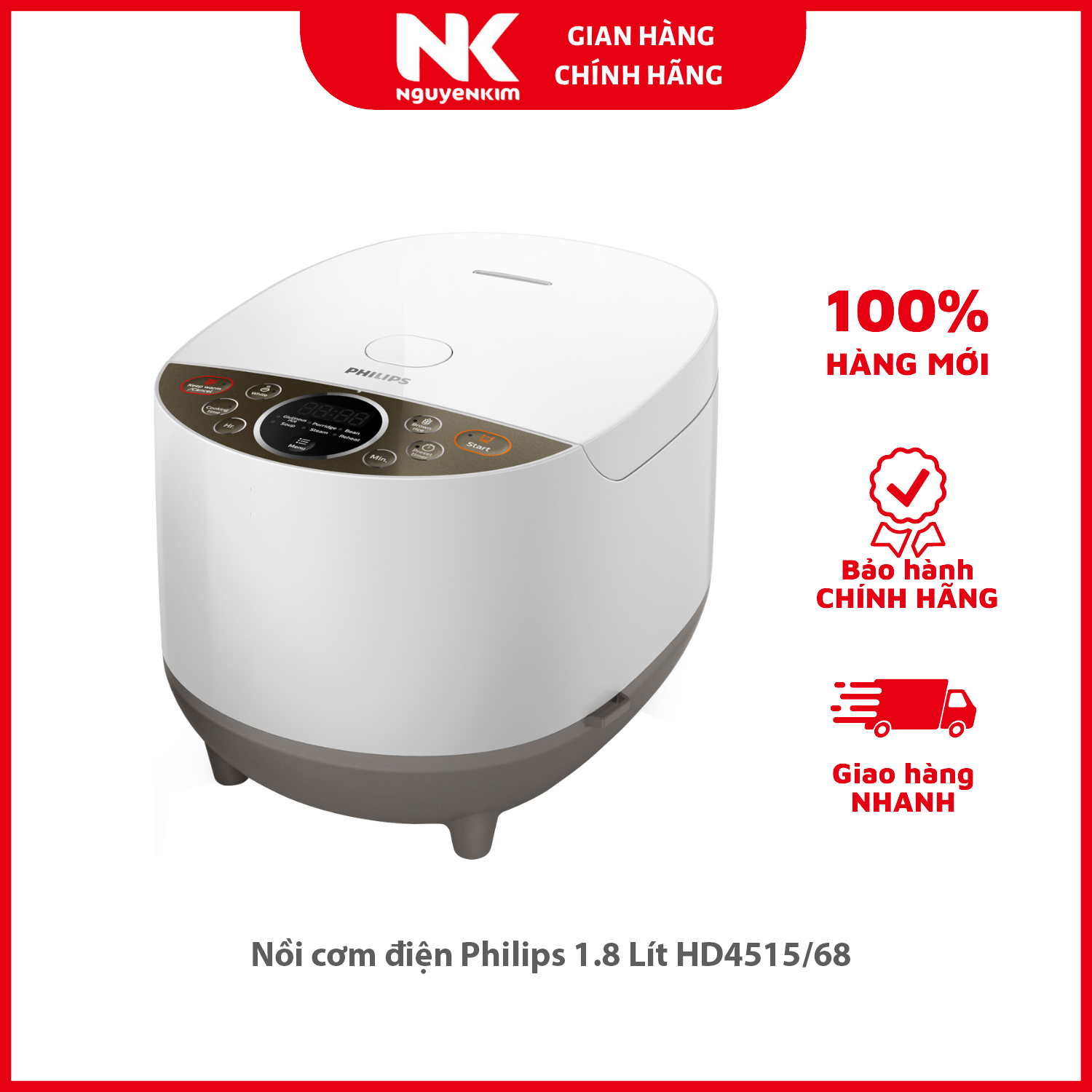 Nồi cơm điện Philips 1.8 Lít HD4515/68 - Hàng chính hãng