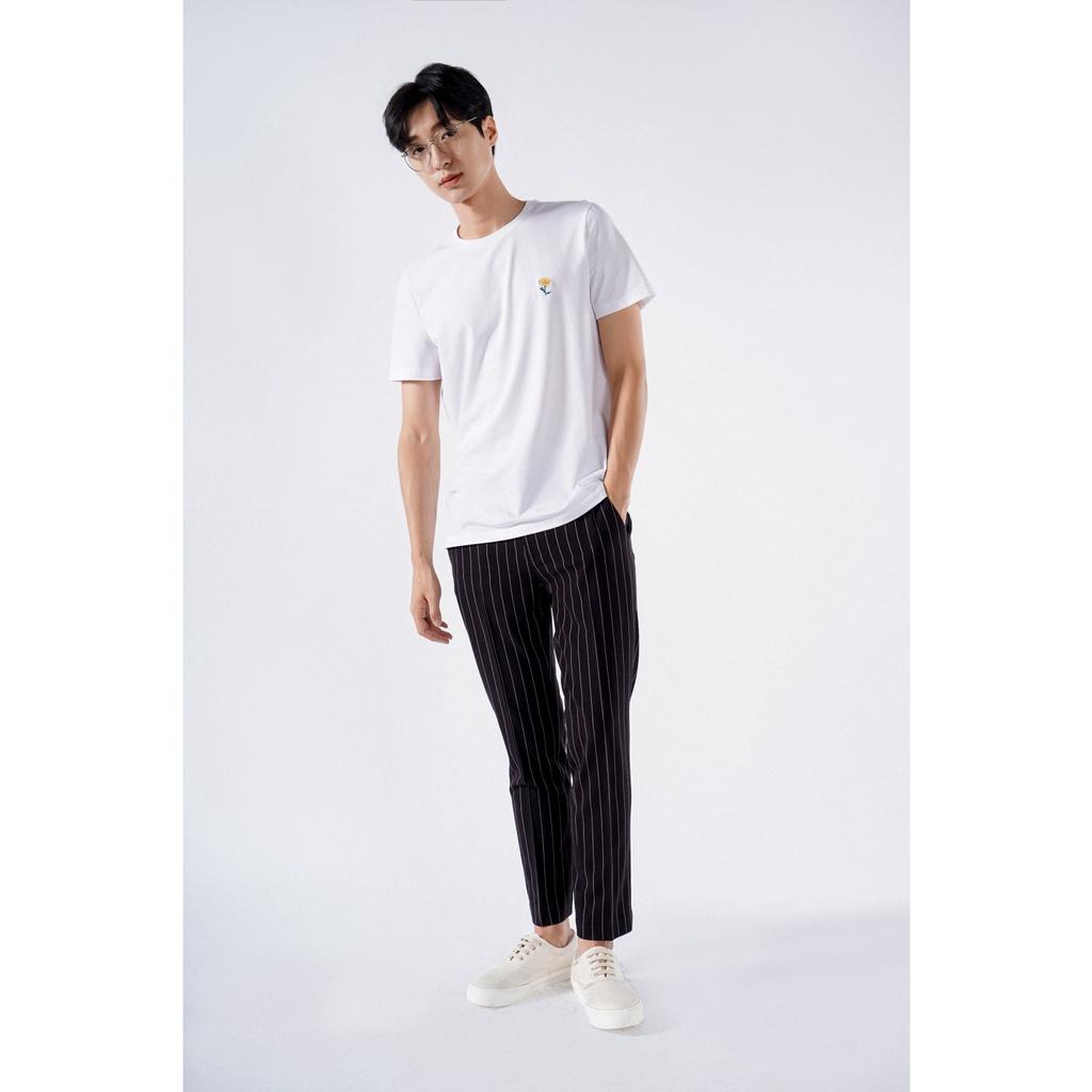 Áo thun nam tay ngắn thêu hoa form fitted vải cotton mềm mát lạnh 3 màu - 10F21TSS033 LASTORE MENSWEAR