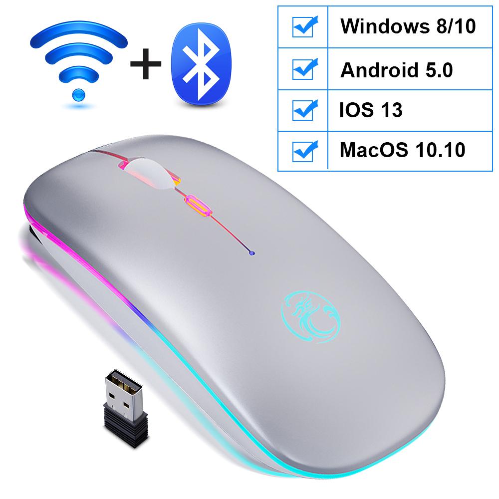 2020 Không Dây Bluetooth RGB Sạc Chuột Máy Tính Không Dây Im Lặng Mause LED Backlit Công Thái Chuột Chơi Game Laptop