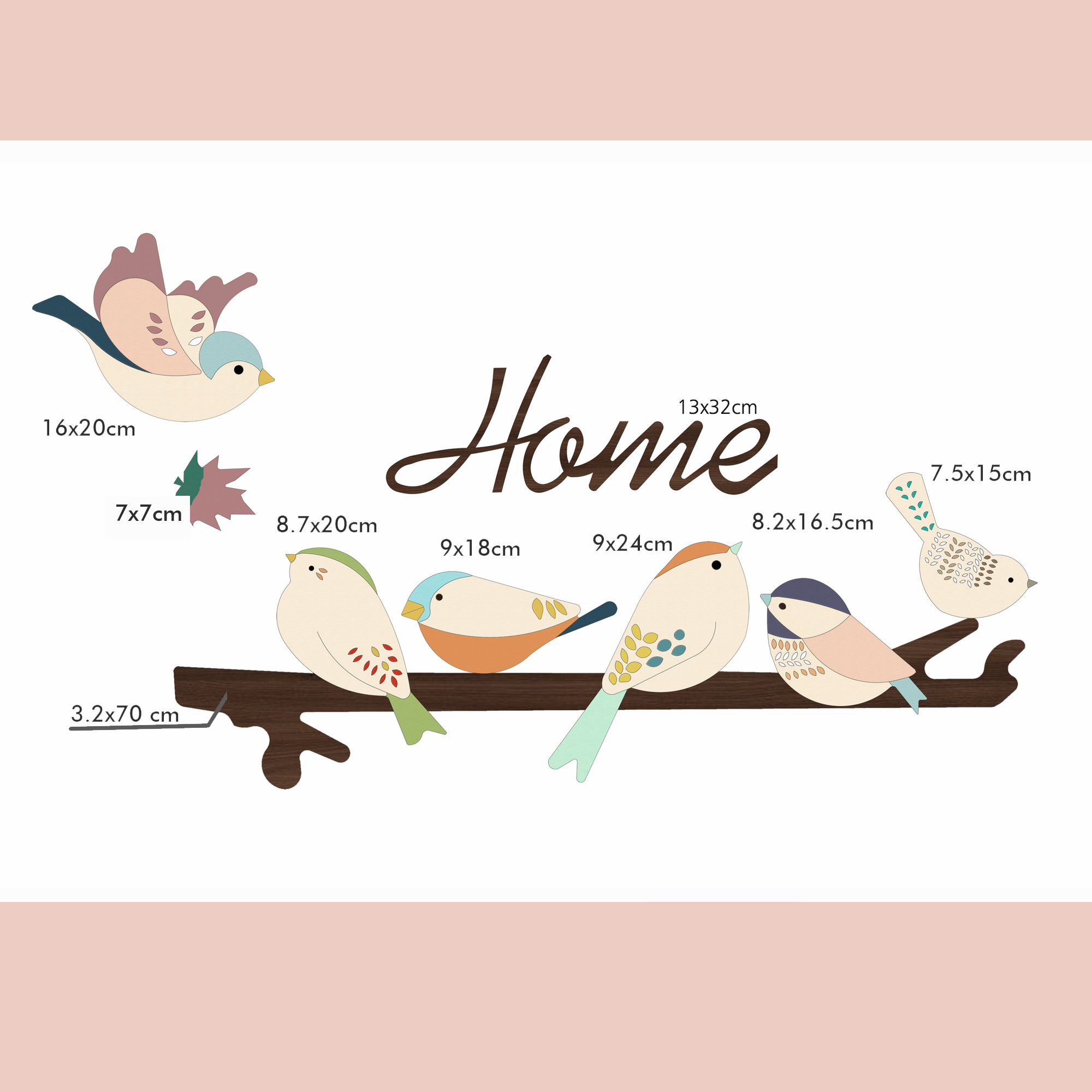 SET TRANH TREO TƯỜNG TRANG TRÍ HAPPY BIRDS ĐA NĂNG 2-IN-1 KIÊM MÓC TREO ĐỒ XINH XẮN - TẶNG KÈM BĂNG DÍNH 3M VÀ ĐINH VÍT CHUYÊN DỤNG