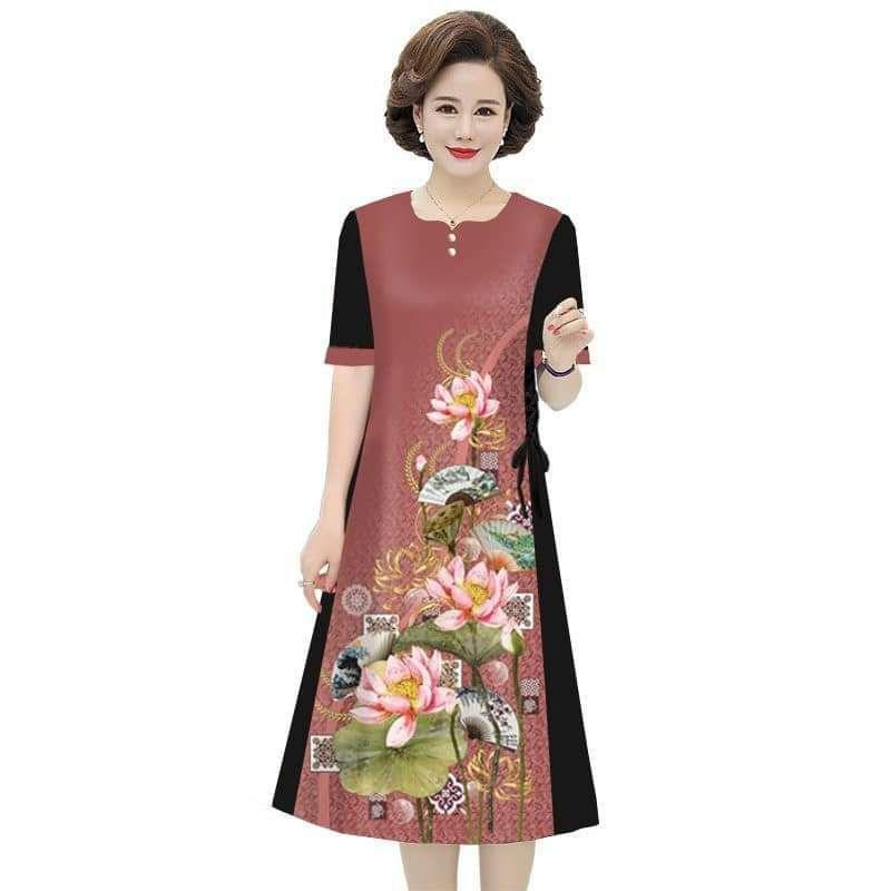 ĐẦM SUÔNG IN HỌA TIẾT ĐÍNH HẠT ĐAN DÂY 2 BÊN