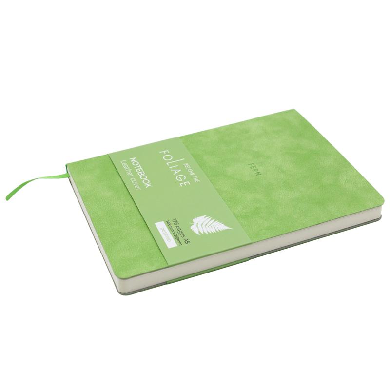 Sổ Bìa Da A5 - Không Kẻ Có Chấm 176 Trang 100gsm - Foliage Fern - The Sun - Màu Xanh Lá Nhạt