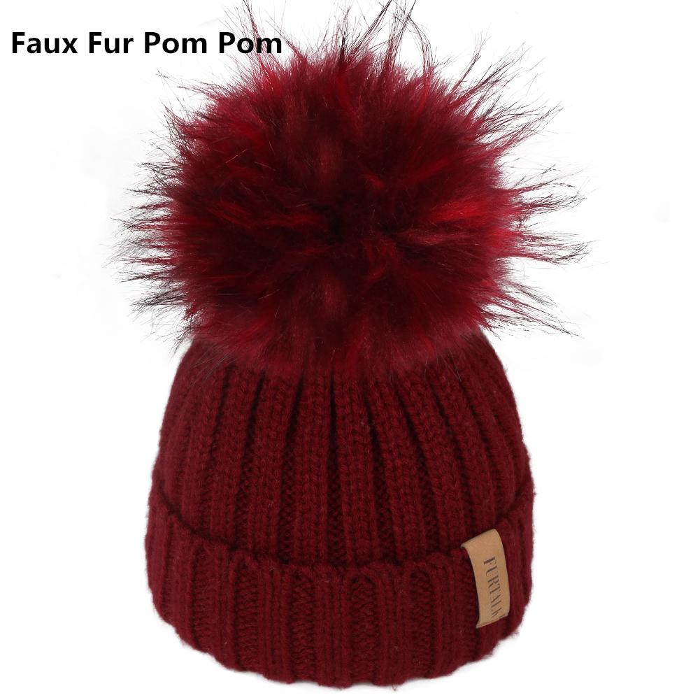 FURTALK Mùa Đông Pompom Mũ dành cho Trẻ Em Độ Tuổi Từ 1 Tuổi-10 Đan Bò mùa đông cho bé mũ cho bé lông Pom Pom nón cho bé gái và bé trai