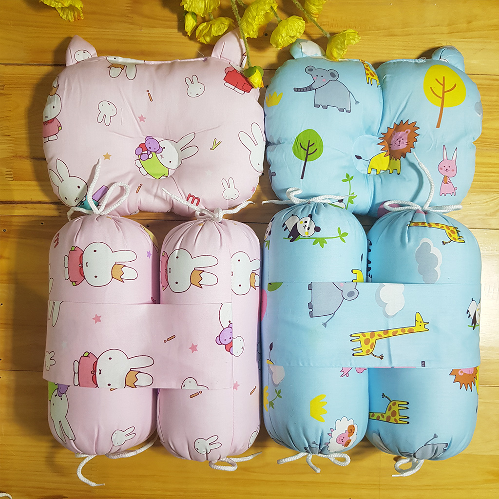 Bộ gối chặn Bộ chẹn bông cao cấp giúp bé ngủ ngon chống giật mình – PN03