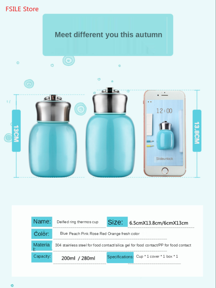 200ML/280ML Mini Dễ Thương Cà Phê Máy Hút Bình Giữ Nhiệt Du Lịch Inox Uống Nước Thermoses Ly Và cốc