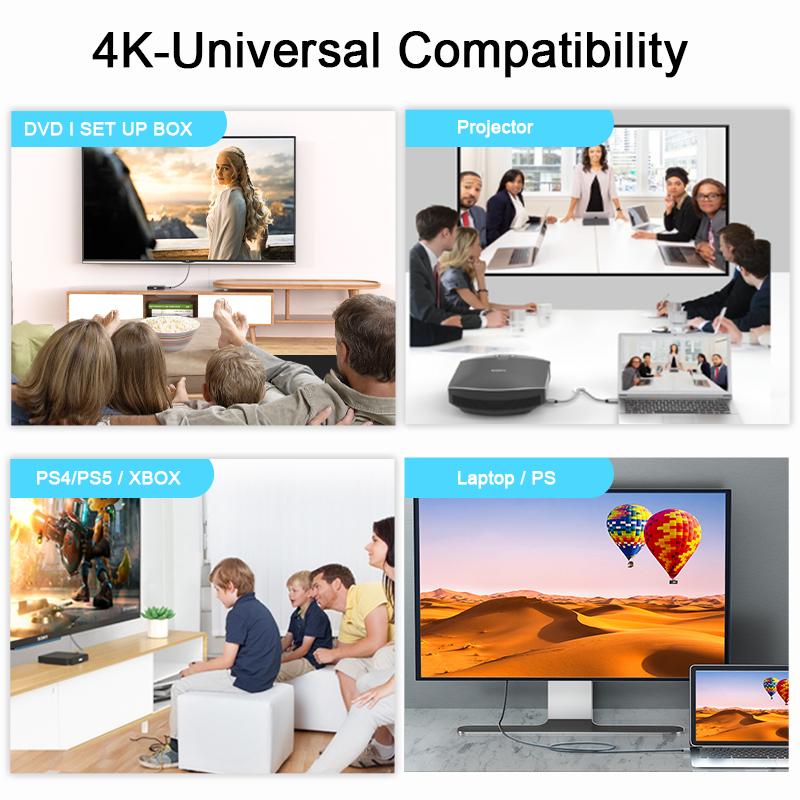 Cáp 4K HDMI Tốc độ cao 18Gbps HDMI 2.0 Cáp HDR 3D BRAIDED CORD CREW ARC tương thích cho MacBook Pro 2021 UHD TV máy chiếu PC