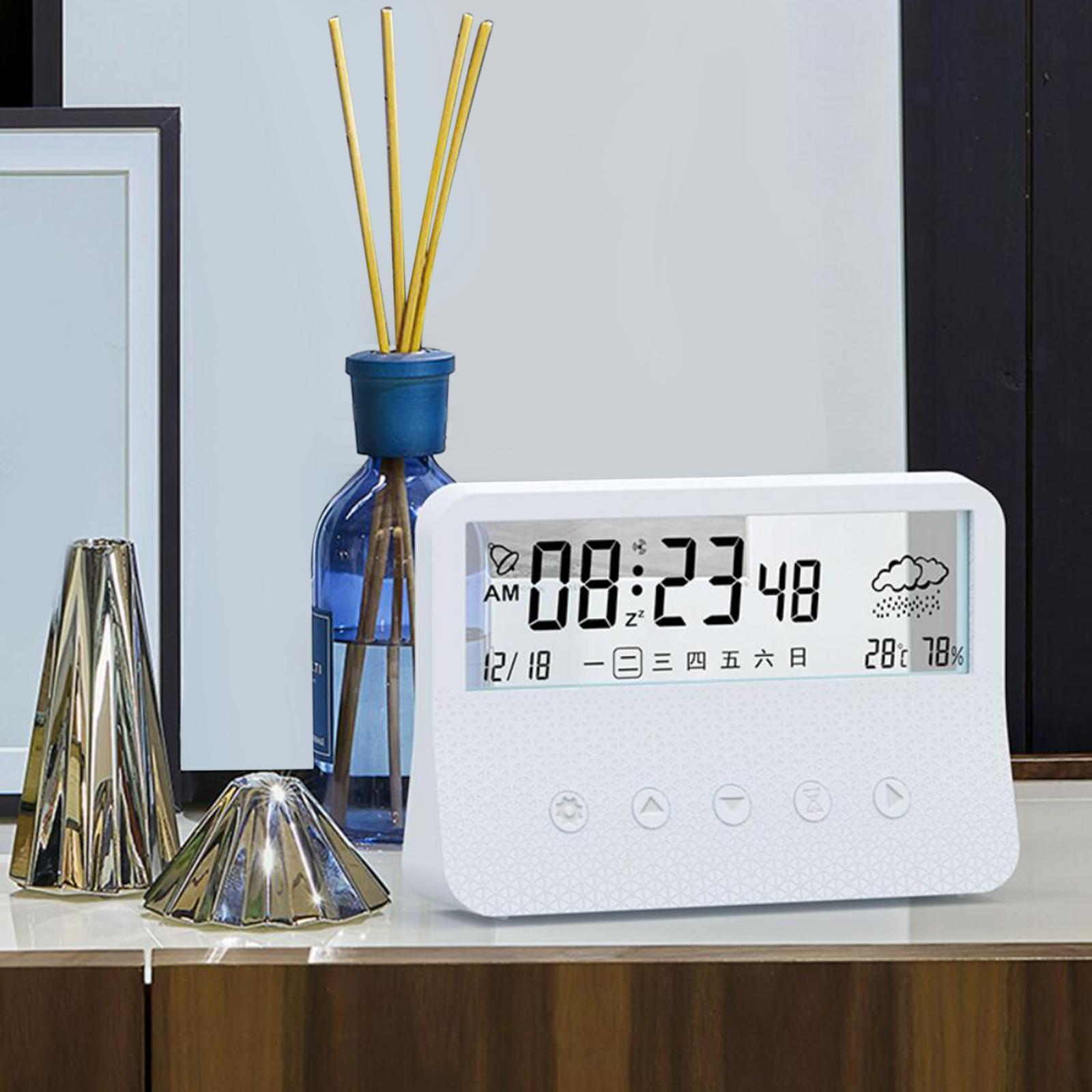 Alarm Clock Thermometer Hygrometer Snooze Humidity for Bedroom Outdoor