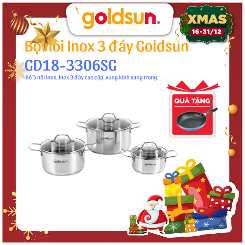 Bộ nồi inox Goldsun GD18-3306SG Hàng chính hãng