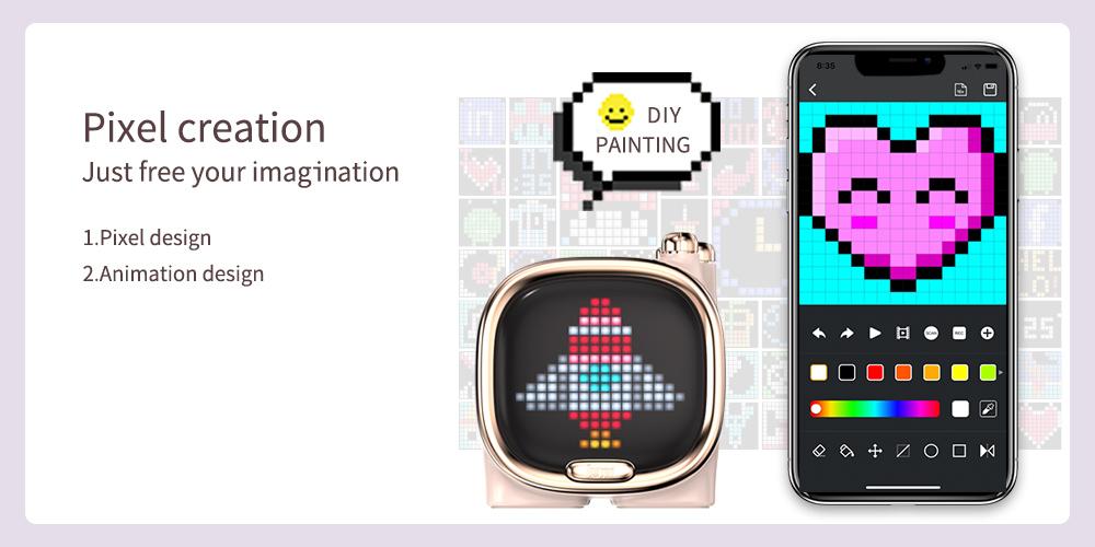 Divoom Zooe Pixel Art Loa Bluetooth Di Động Âm Nhạc Mini Dễ Thương Thiết Lập Bàn Làm Việc Không Dây Quà Tặng Giáng Sinh Cho Trẻ Em Color: GREEN