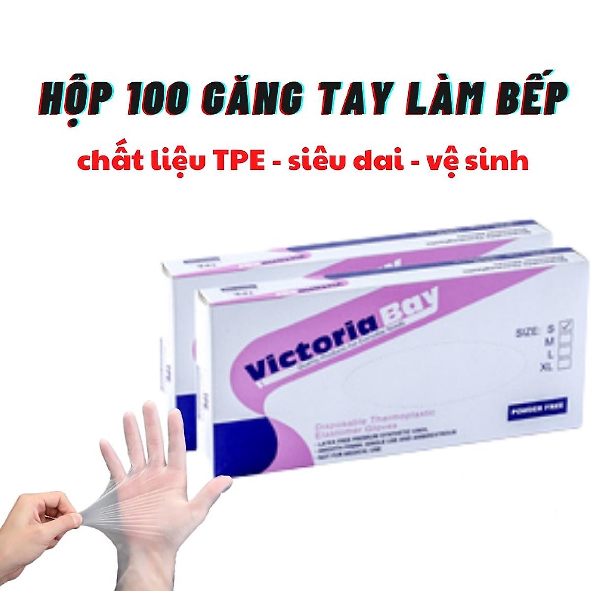 Combo 100 chiếc bao tay nilon siêu dai cao cấp chất liệu TPE - Găng tay làm bếp, nấu ăn, rửa bát hộp 100 cái tự hủy sinh học, an toàn cho người dùng, bảo vệ môi trường