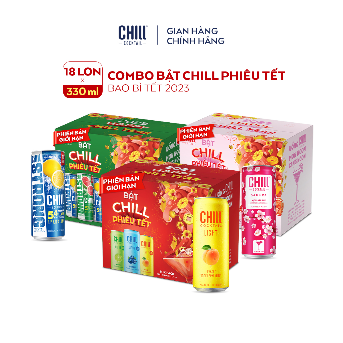 Combo 3 thùng Chill Cocktail mix trọn vị -18 lon x 330ml