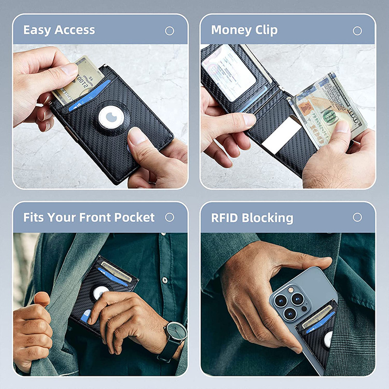 Bóp Nam Đa Năng Lắp Được AirTags Carbon Fiber Wallet RFID