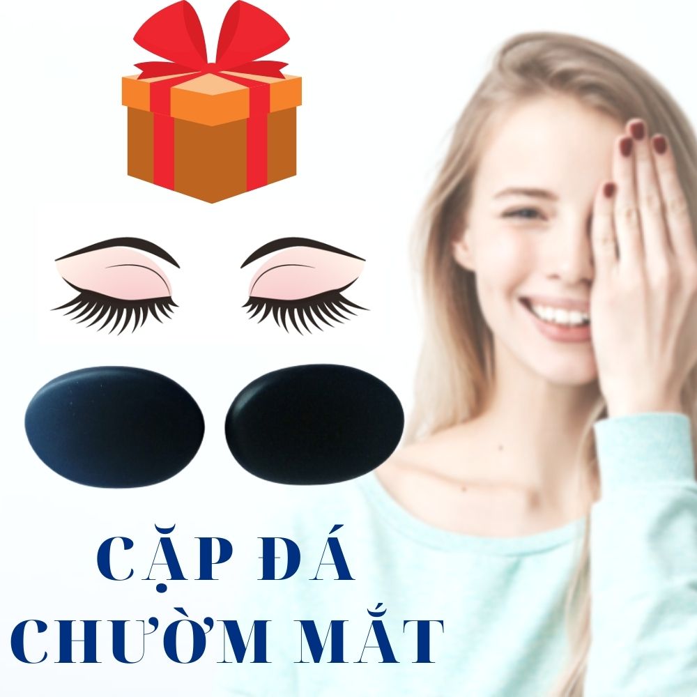 Cây lăn massage mặt bằng đá tự nhiên full box cao cấp - Tặng cặp đá chườm mắt giảm quầng thâm bọng mắt