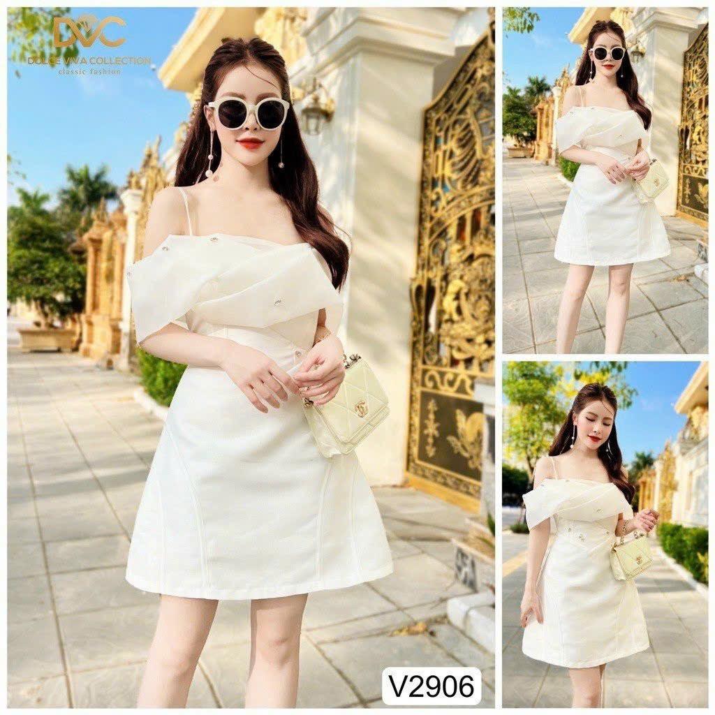 Đầm xòe đính đá tay rớt