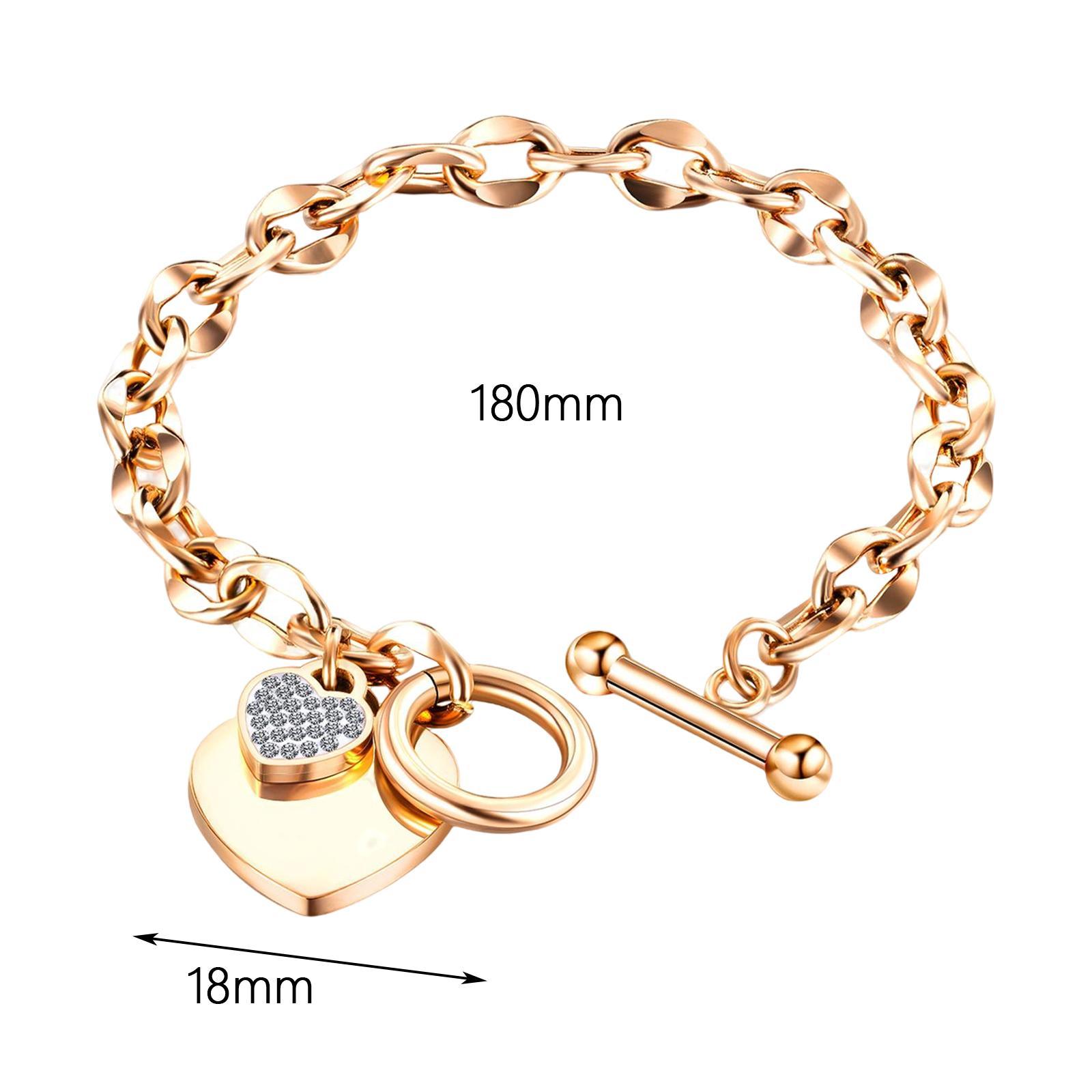 Love Heart Charm Pendant Bracelet Women Jewelry Anniversary Gift Stylish