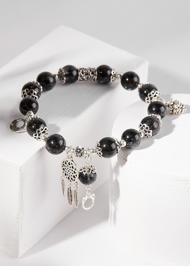 Vòng tay thạch anh tóc đen phối dreamcatcher Ngọc Quý Gemstones