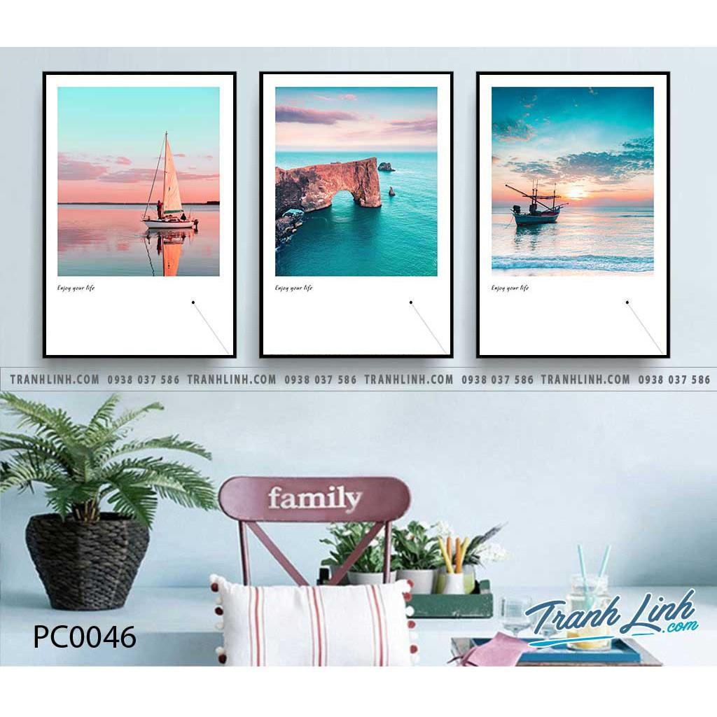 Bộ 3 tranh canvas biển và hoàng hôn
