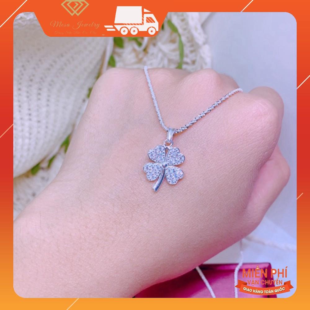 BỘ TRANG SỨC CỎ 4 LÁ BẠC TA GỒM DÂY CHUYỀN NHẪN BÔNG TAI