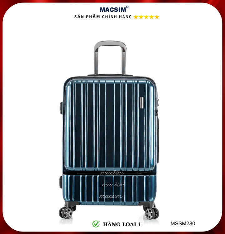 Vali cao cấp Macsim Smooire MSSM280 cỡ 20 inch màu đỏ-xanh bóng-vàng gold - Hàng loại 1