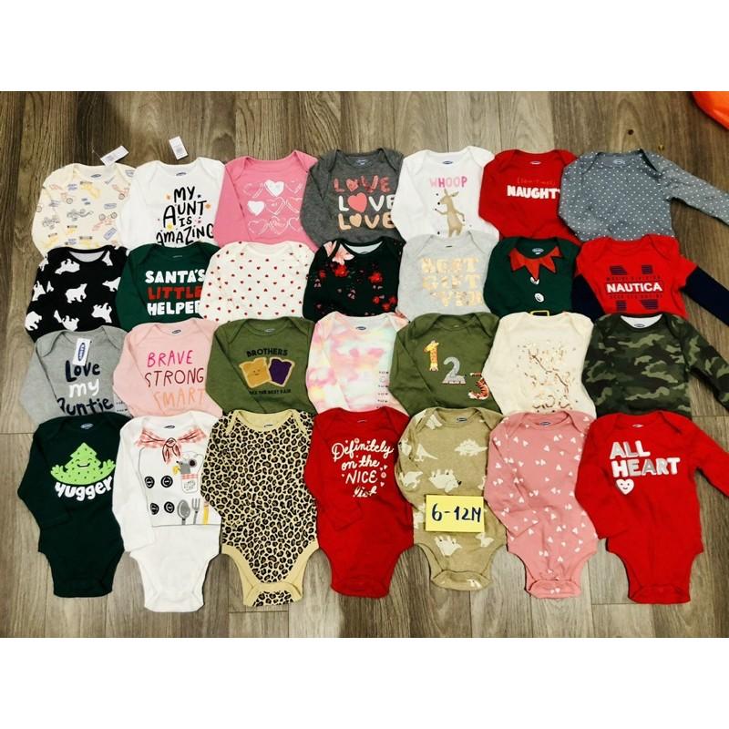 Set 5 body chip dài tay cho bé ️ Bộ liền quần xuất dư ️ size 0-24M