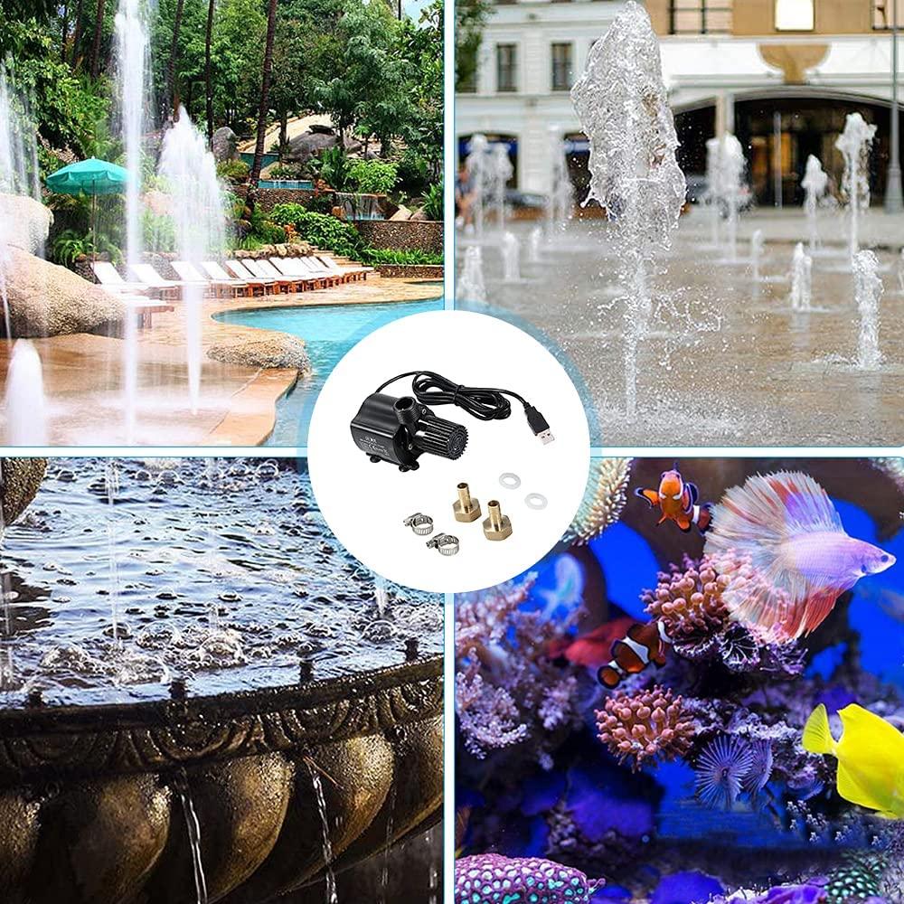 Máy bơm nước sân vườn Máy bơm bể cá Máy bơm nước giếng bơm đài phun nước ngoài trời với 2 vòi phun bằng đồng và cáp cho bể cá, ao, đài phun nước vườn, hệ thống thủy canh