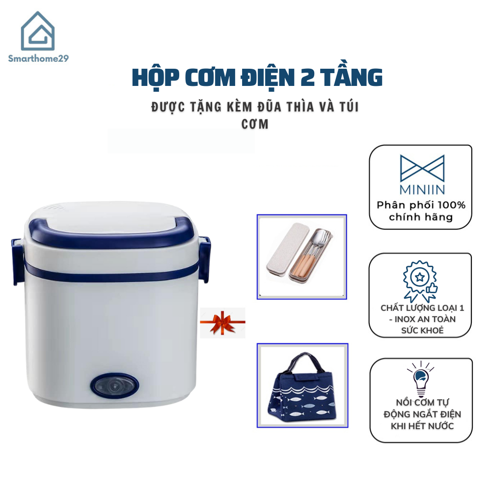 Cặp Lồng Cắm Điện Hâm Nóng Thức Ăn, Hộp Đựng Cơm Điện Đa Năng 2 Tầng Giữ Nhiệt Thức Ăn Trưa Cho Dân Văn Phòng- HÀNG CHÍNH HÃNG MINIIN