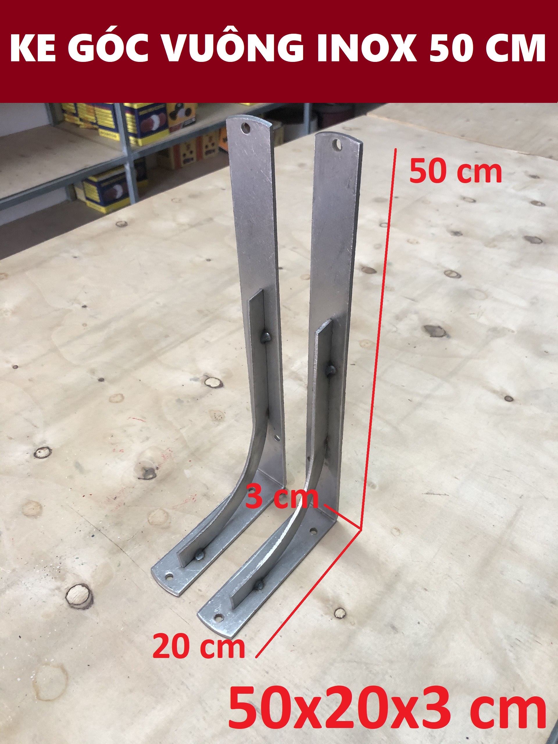 Ke góc vuông chữ L thép 50 x 20 x 3 cm