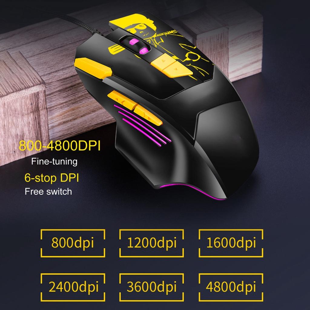 Chuột Gaming M416 800-4800dpi, Chống Trượt, Có Dây, Màu Dạ Quang