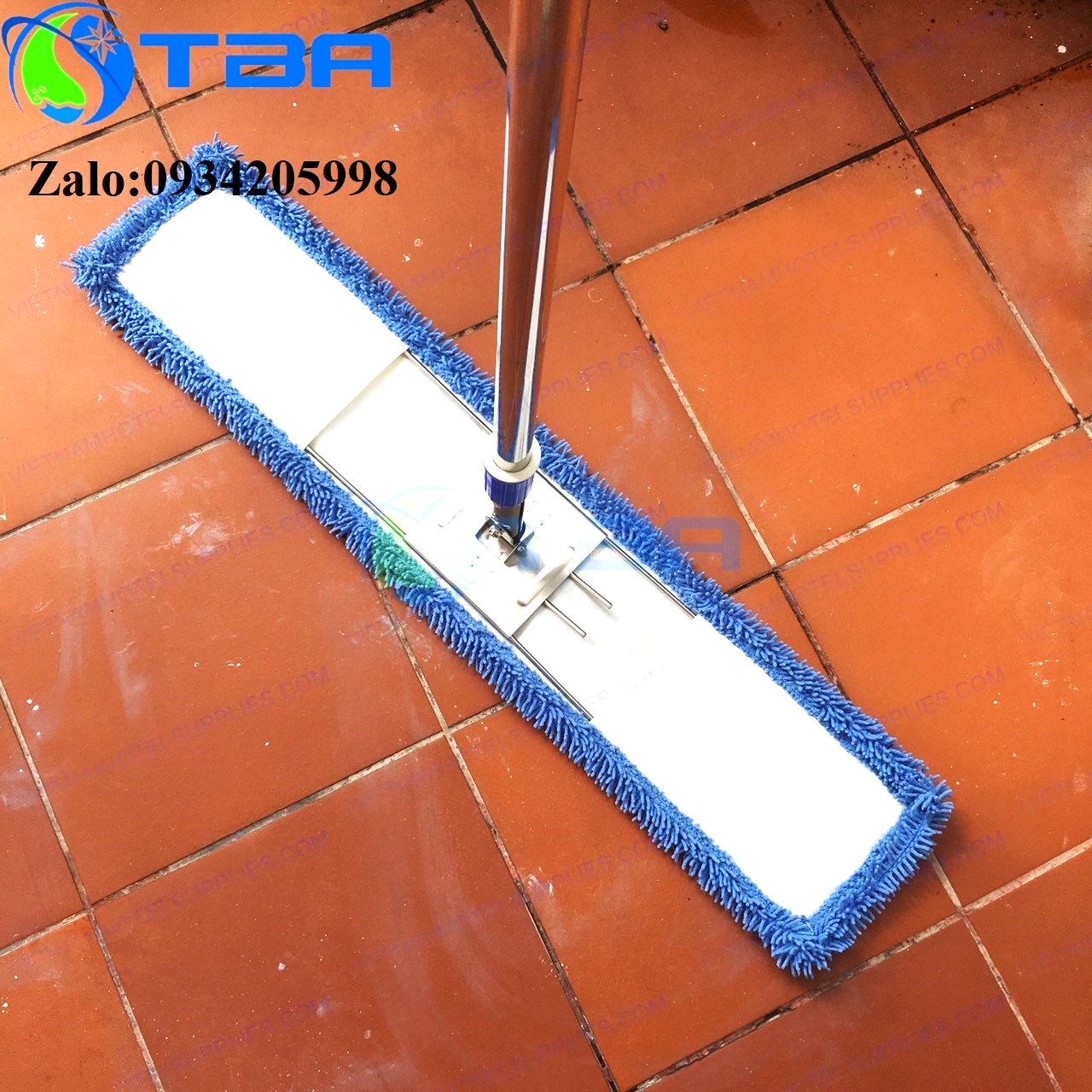 Combo cây lau sàn công nghiệp bản 80cm sợi microfiber màu xanh nhập khẩu cao cấp