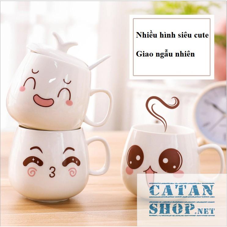 01 Ly cốc sứ có nắp hình biểu cảm siêu cute HK062
