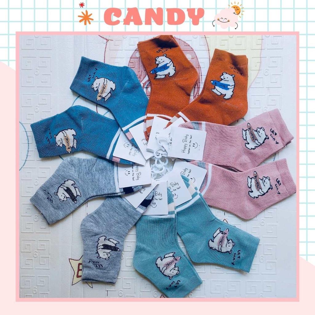 Tất trẻ em cổ thấp, Set 5 đôi tất trẻ em chất liệu cotton, Happy Baby Book mềm mại thoáng khí cho bé từ 1-4 tuổi