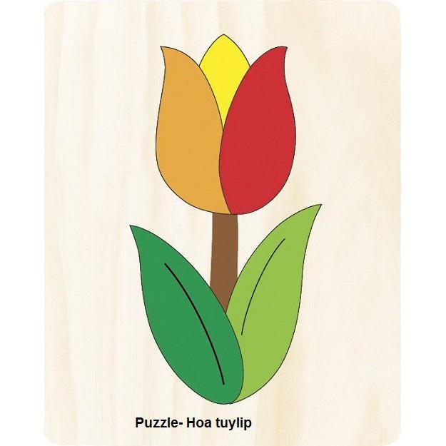 Tranh ghép các loại hoa - Wooden Puzzle 20x25cm