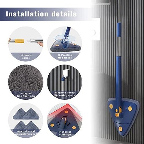 Cây Lau Nhà HìnCây Lau Nhà, Chổi Lau Sàn Trần Nhà Tường Kính Hình Tam Giác Đa Năng Tự Vắt Thông Minh Xoay 360 Độh Tam Gi