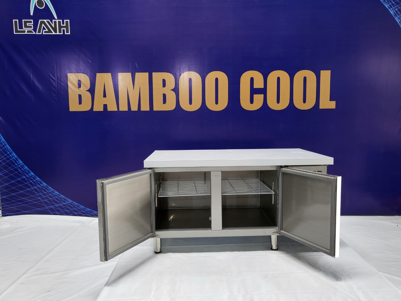 TỦ MÁT BÀN CHẶT BAMBOO COOL DÀI 1M50 CỬA INOX - BẢO HÀNH 1 NĂM - LẮP ĐẶT MIỄN PHÍ