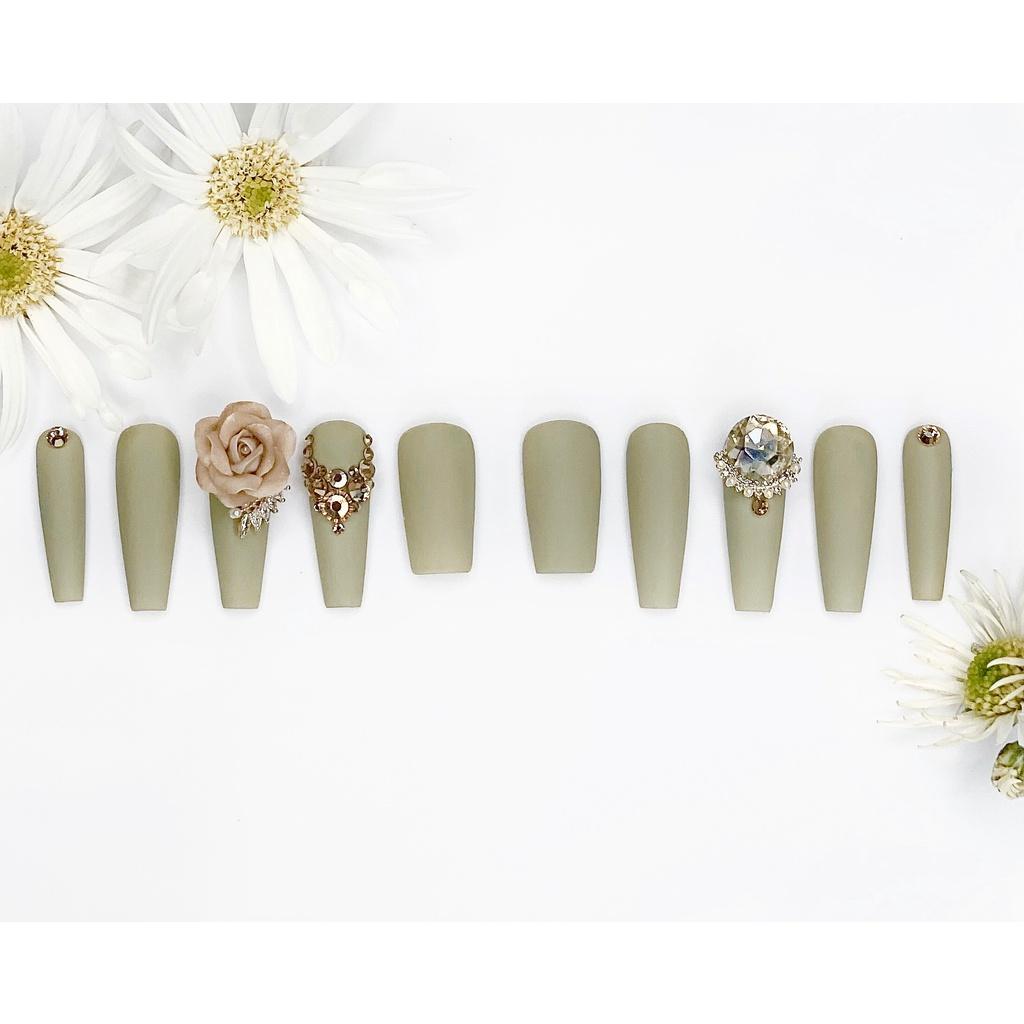 Nail Box > Móng up trang trí hoa hồng phụ kiện và đá