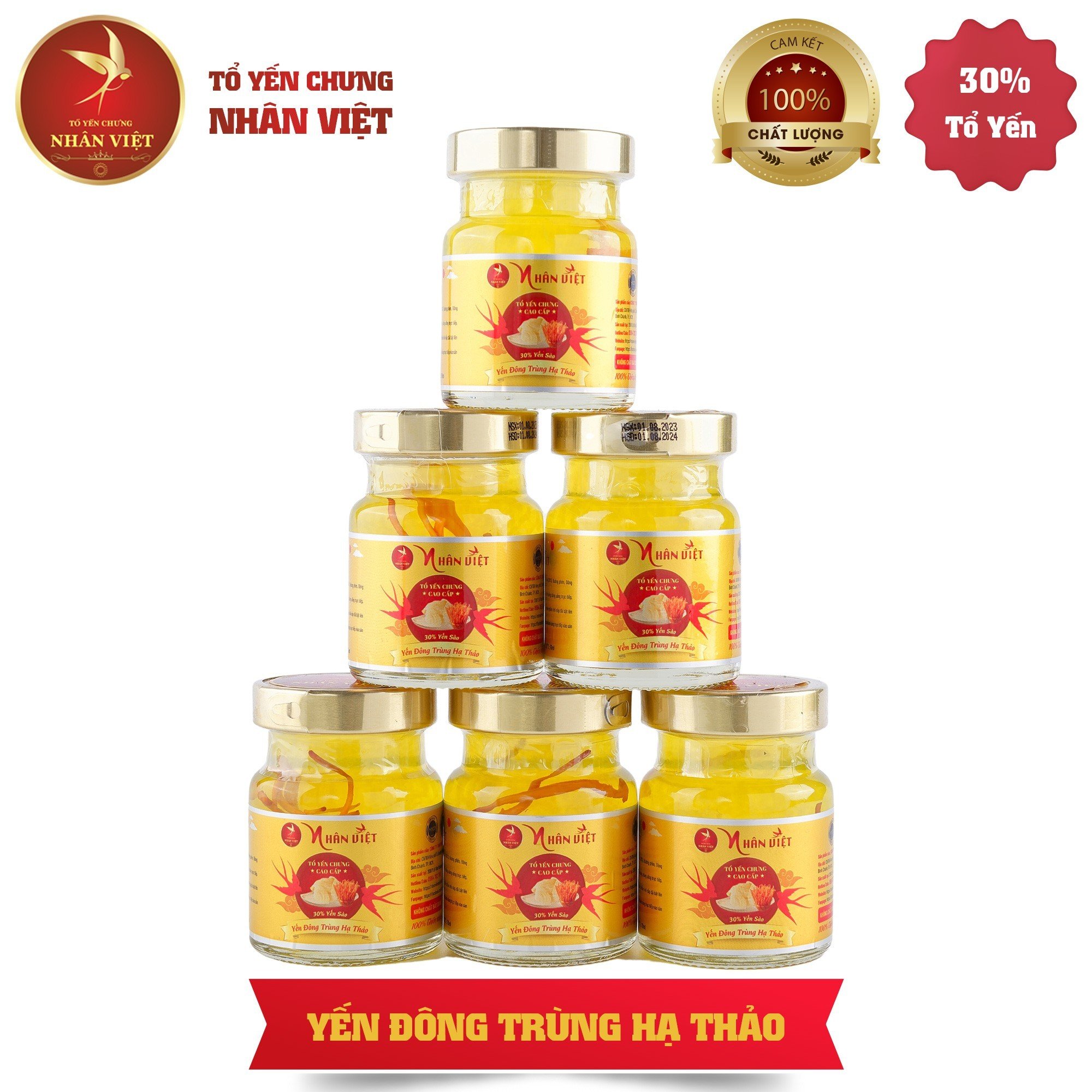 Lốc 6 Hũ Yến Sào Chưng Đông Trùng Hạ Thảo 30% Yến Nguyên Chất Hũ 70ml